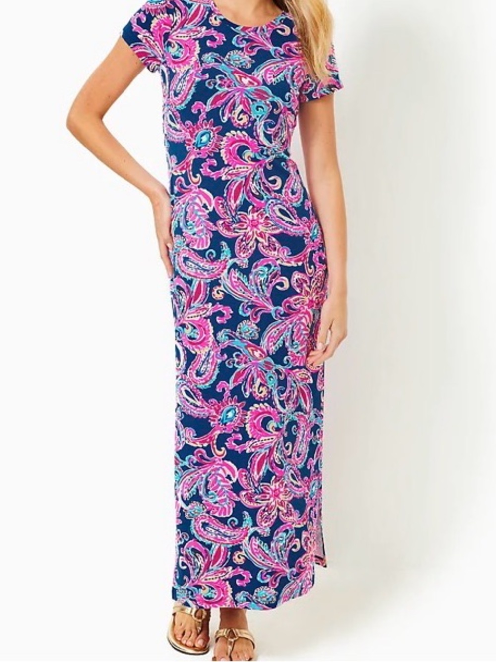 Lilly Pulitzer Women’s Navy Pink Paisley Maxi Dress